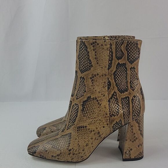 Sam Edelman Codie Snake-Embossed Leather Ankle Boots - Picture 7 of 16